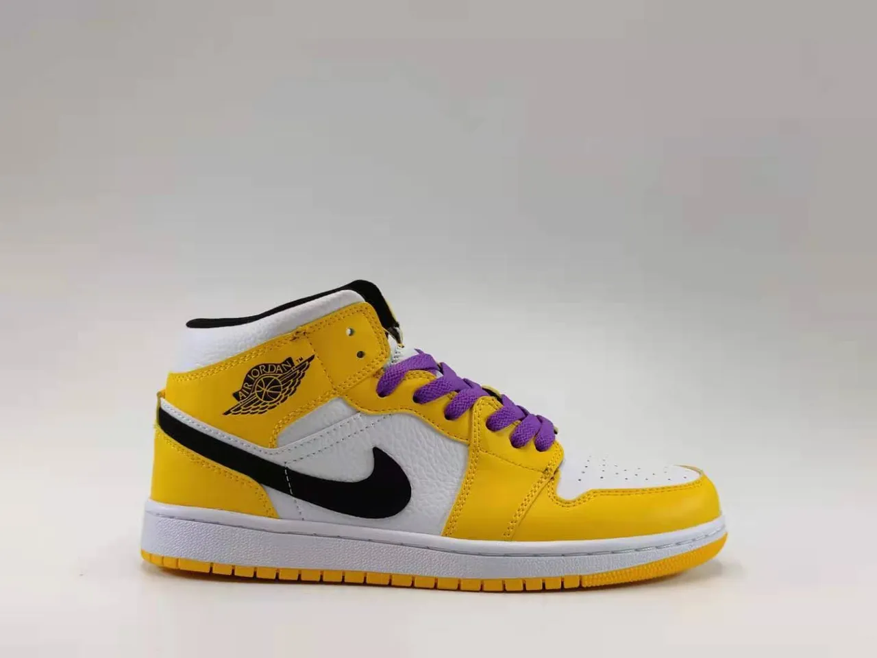 Air Jordan 1 High Yellow White Black Purple Basketball Shoes 3