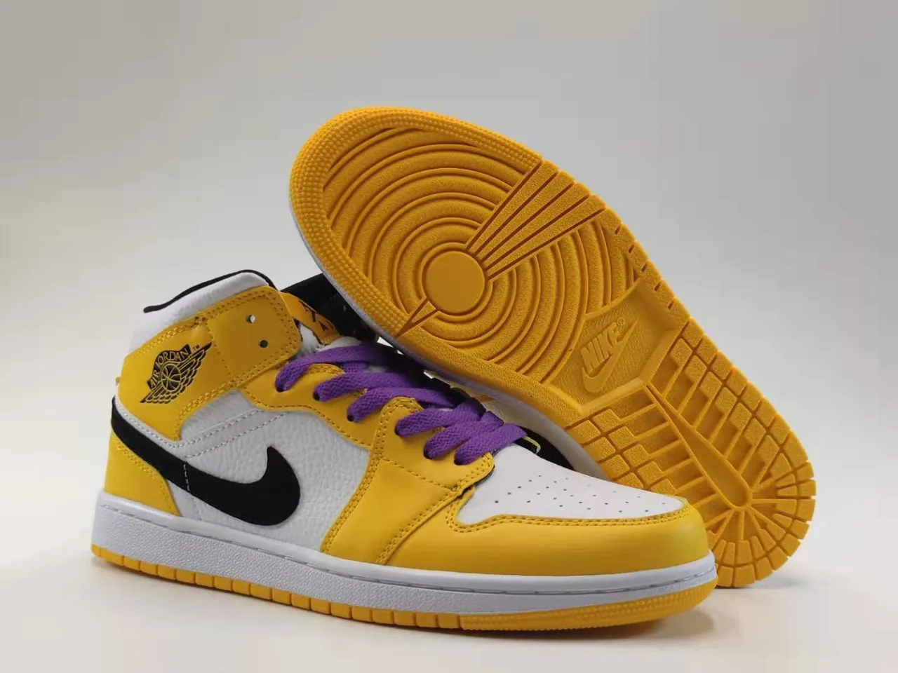 Air Jordan 1 High Yellow White Black Purple Basketball Shoes 7