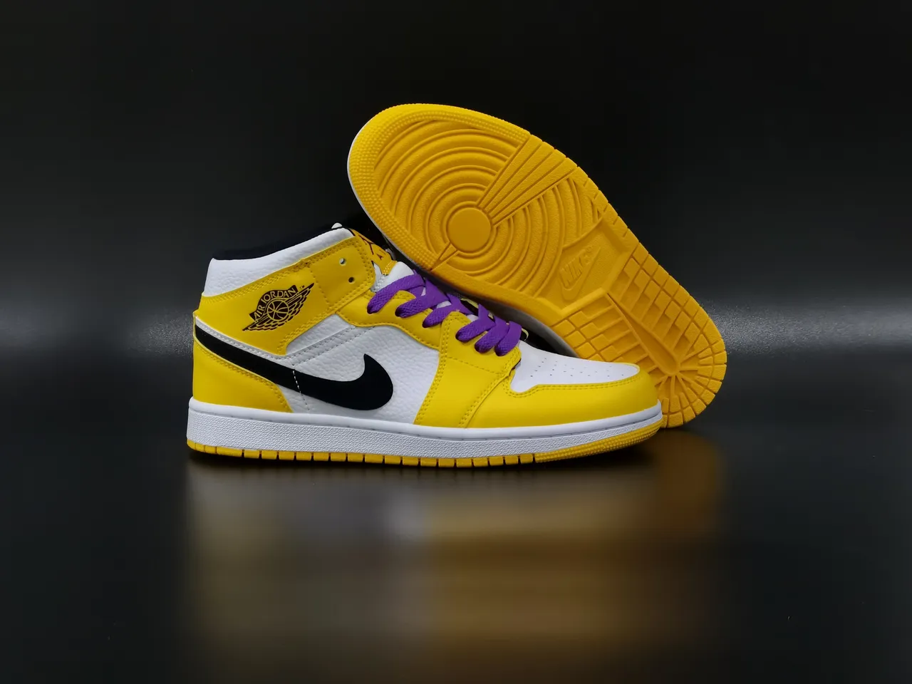 Air Jordan 1 High Yellow White Black Purple Basketball Shoes 8