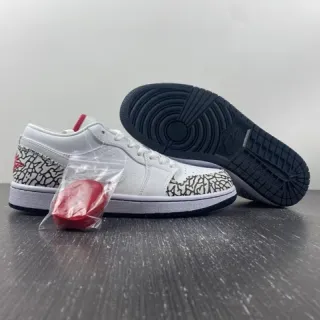 Air Jordan 1 Low Elephant 白黑红休闲运动鞋