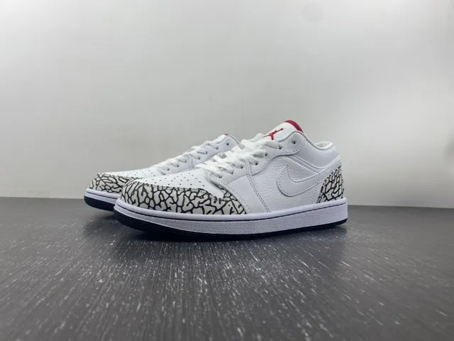 Air Jordan 1 Low Elephant White Black Red Lifestyle Sneakers 2