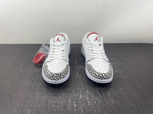 Air Jordan 1 Low Elephant White Black Red Lifestyle Sneakers 3