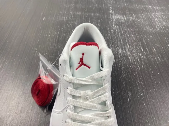 Air Jordan 1 Low Elephant White Black Red Lifestyle Sneakers 5