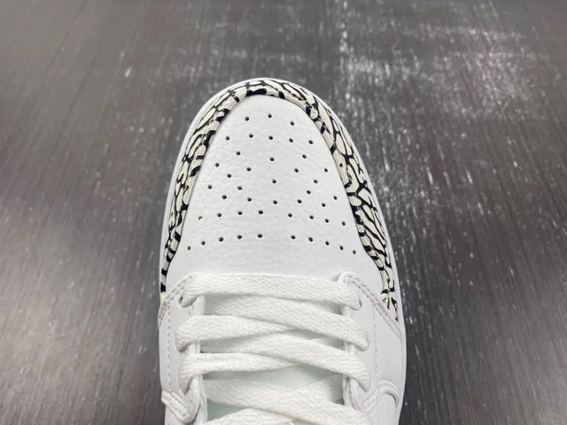 Air Jordan 1 Low Elephant White Black Red Lifestyle Sneakers 6