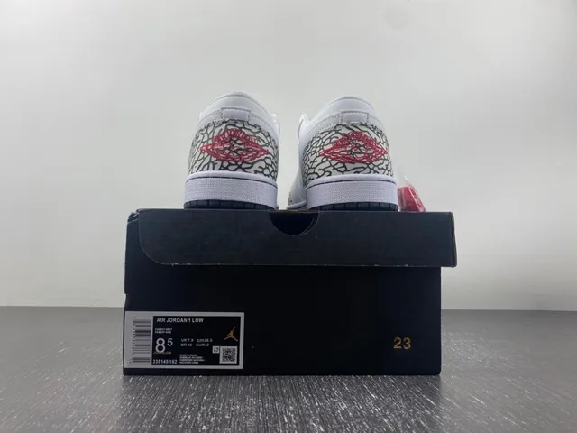 Air Jordan 1 Low Elephant White Black Red Lifestyle Sneakers 17