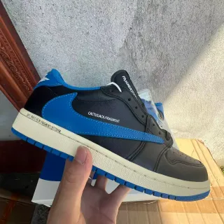 Air Jordan 1 Low Fragment Design Cactus Jack Black Blue Lifestyle Sneakers