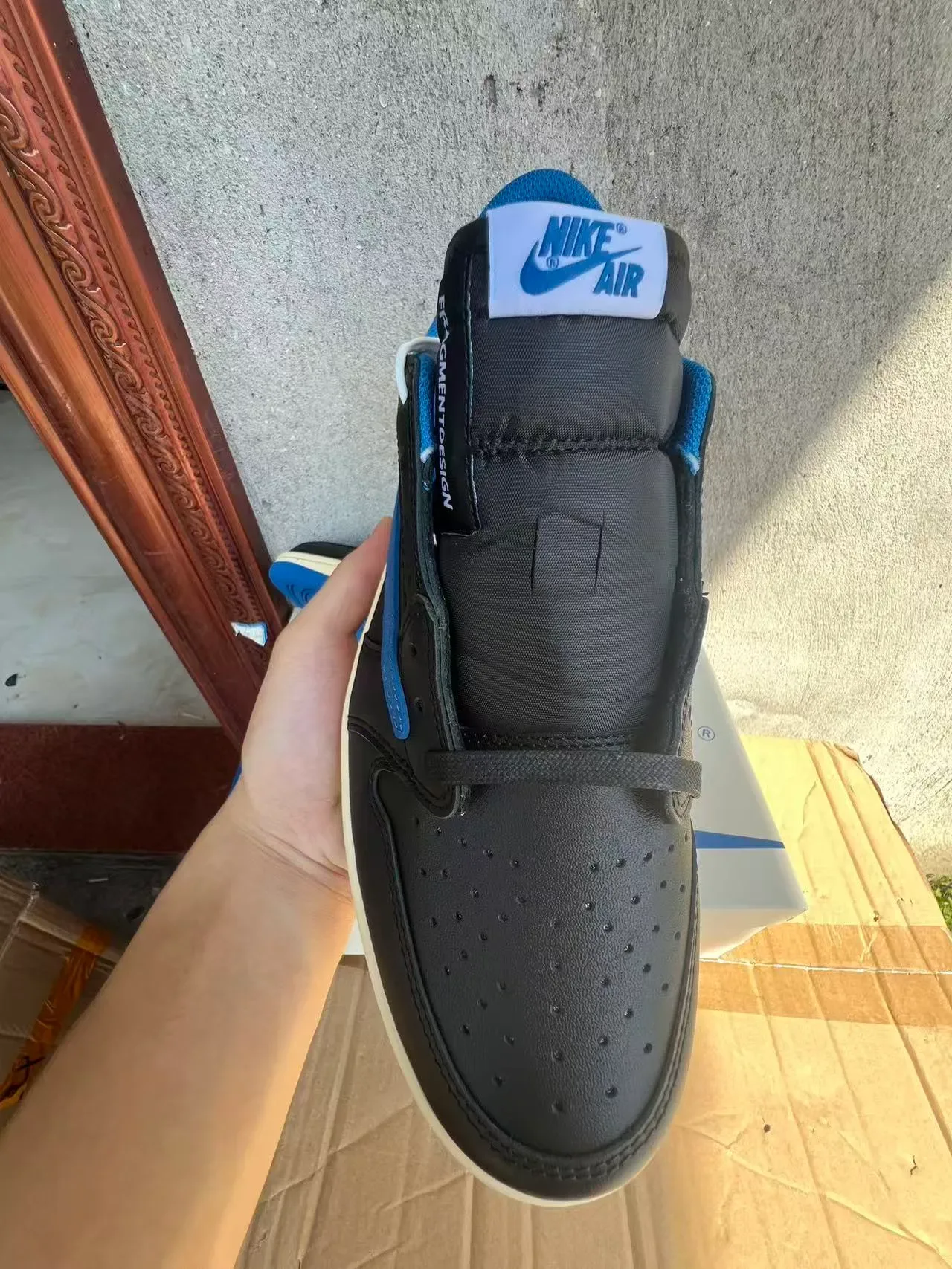 Air Jordan 1 Low Fragment Design Cactus Jack Black Blue Lifestyle Sneakers 3