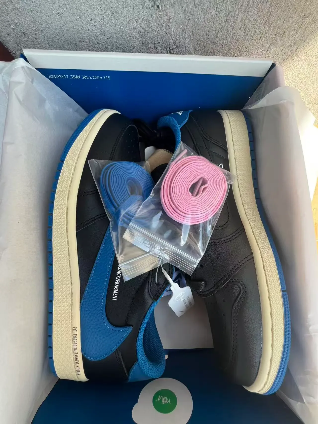 Air Jordan 1 Low Fragment Design Cactus Jack Black Blue Lifestyle Sneakers 9