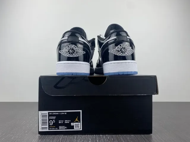 Air Jordan 1 Low Glossy Black White Light Blue Lifestyle Sneakers 5