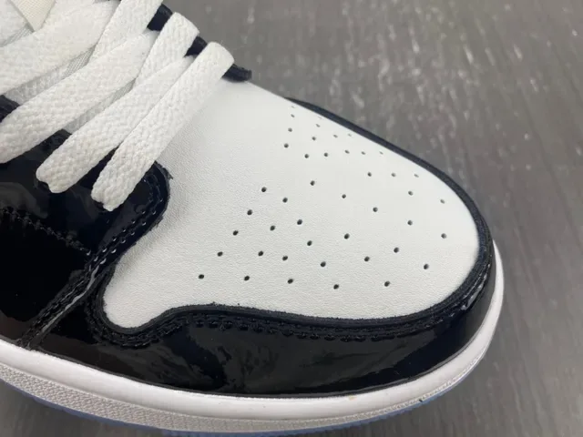 Air Jordan 1 Low Glossy Black White Light Blue Lifestyle Sneakers 10