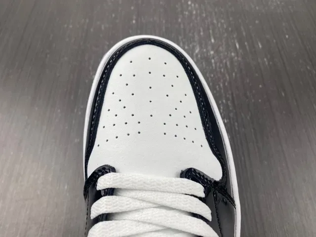 Air Jordan 1 Low Glossy Black White Light Blue Lifestyle Sneakers 11