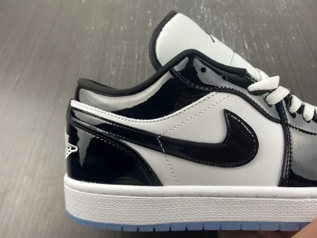 Air Jordan 1 Low Glossy Black White Light Blue Lifestyle Sneakers 12