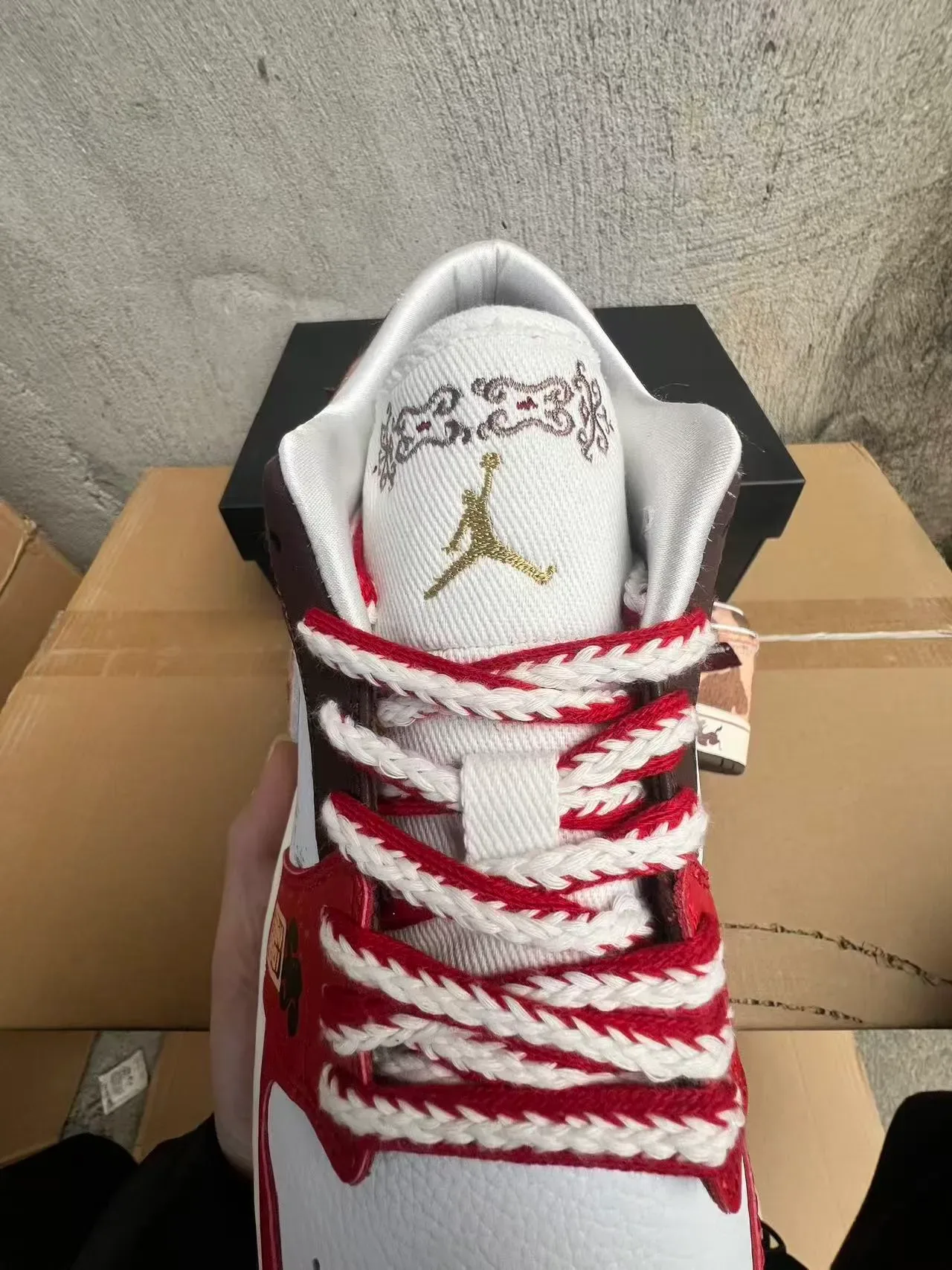 Air Jordan 1 Low Red White Brown Cow-Print Zodiak Lifestyle Sneakers 4