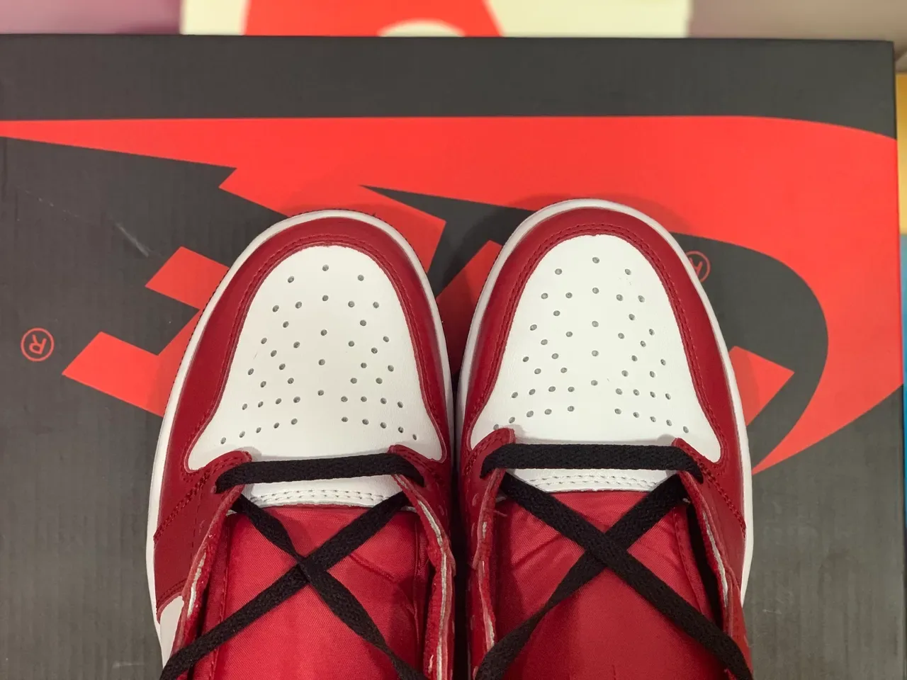 Air Jordan 1 Red Black High-Top Leather Upper Basketball Shoes 6