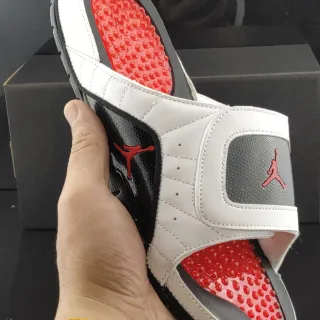Air Jordan 1 Slide White Black Red Molded Pod Footbed Slippers