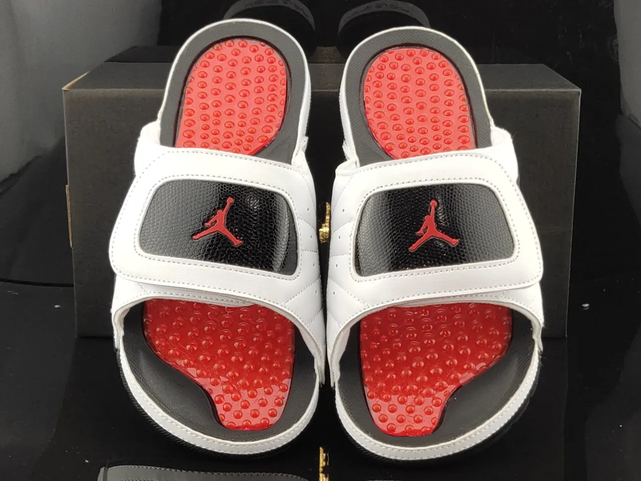 Air Jordan 1 Slide White Black Red Molded Pod Footbed Slippers 5