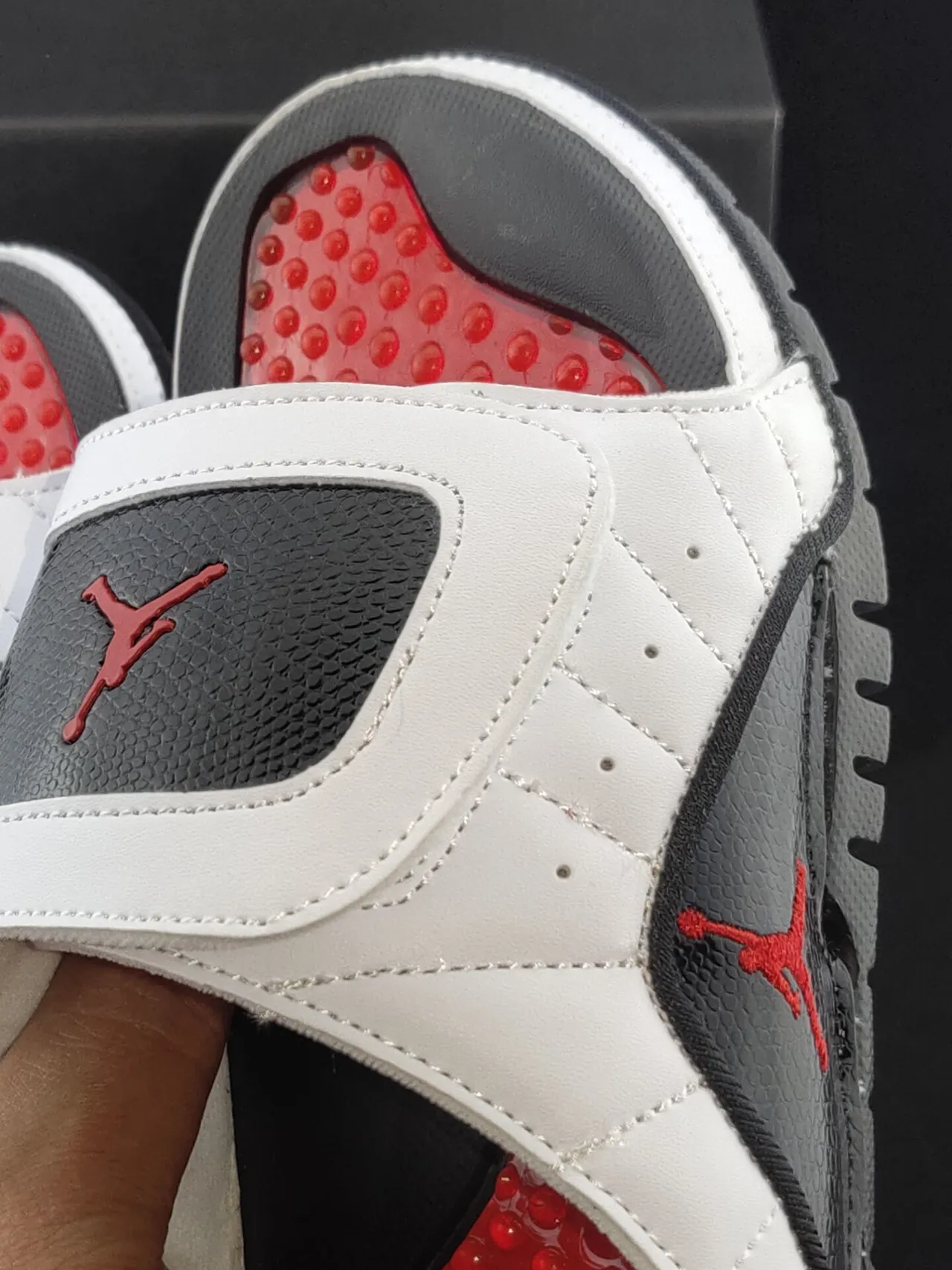Air Jordan 1 Slide White Black Red Molded Pod Footbed Slippers 6