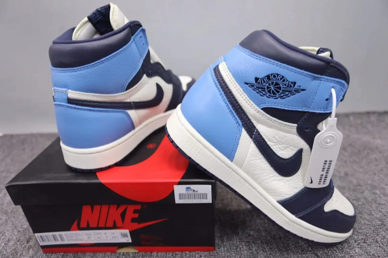 Air Jordan 1 White Navy Hautes en Cuir Chaussures de Basketball 2