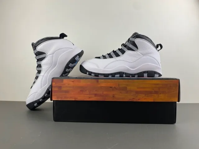 Air Jordan 10 Tênis de Basquete Branco Preto Cinza 15