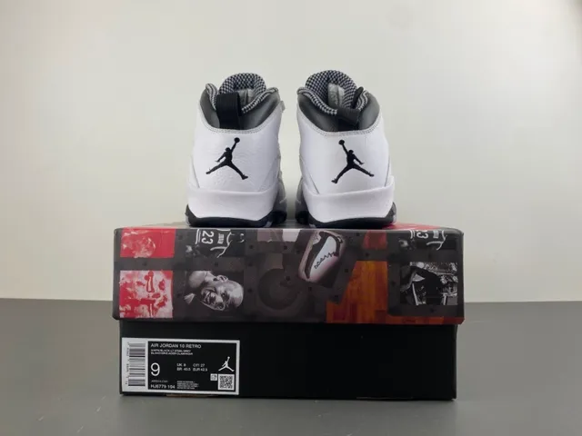 Air Jordan 10 Tênis de Basquete Branco Preto Cinza 18