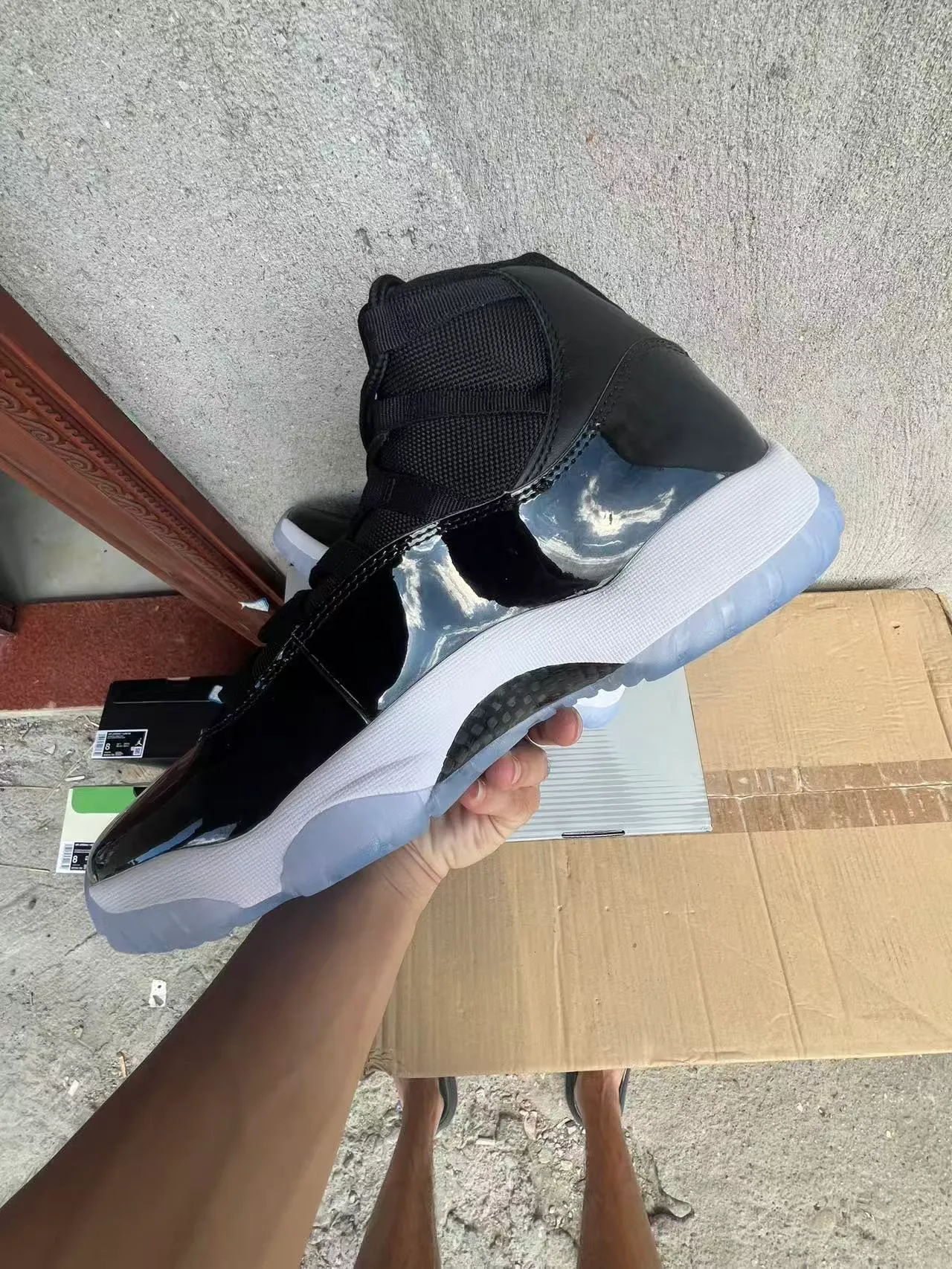 Air Jordan 11 Black Patent Leather White Ice Basketball Shoes 5