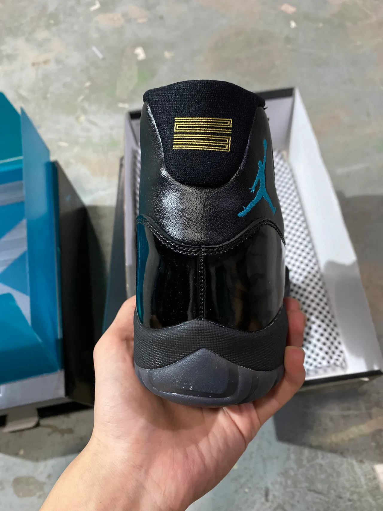 Air Jordan 11 Black Turquoise Jumpman Basketball Shoes 5