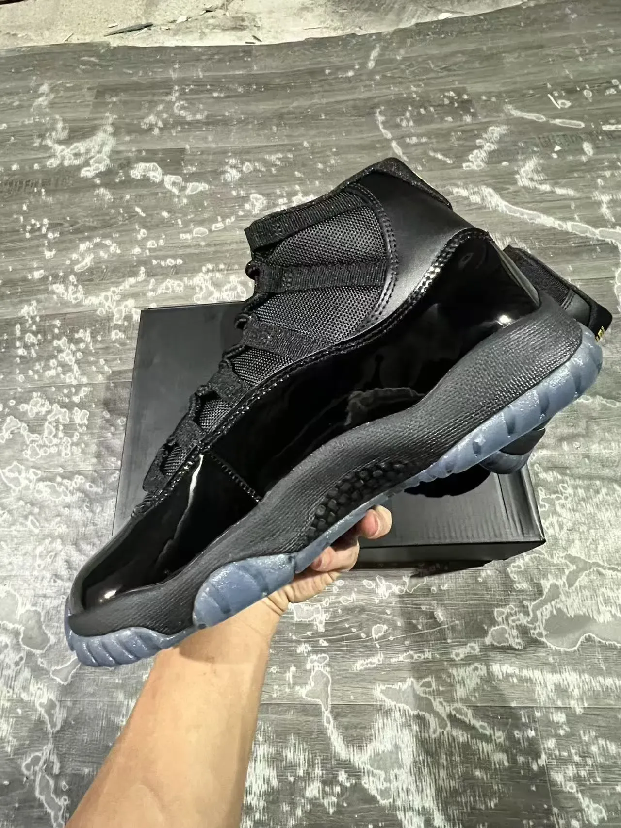 Air Jordan 11 Noir Turquoise Cuir Patent Chaussures de Basketball 5