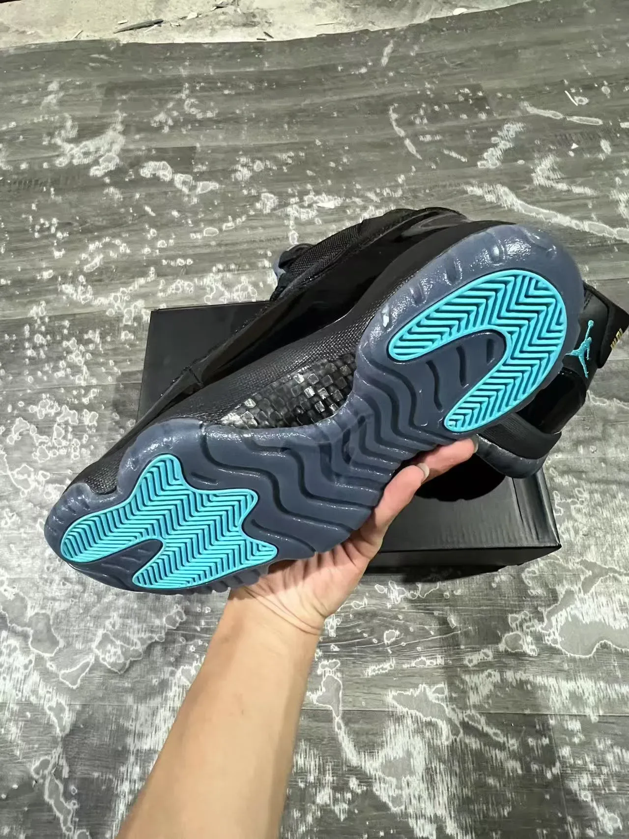 Air Jordan 11 Noir Turquoise Cuir Patent Chaussures de Basketball 6
