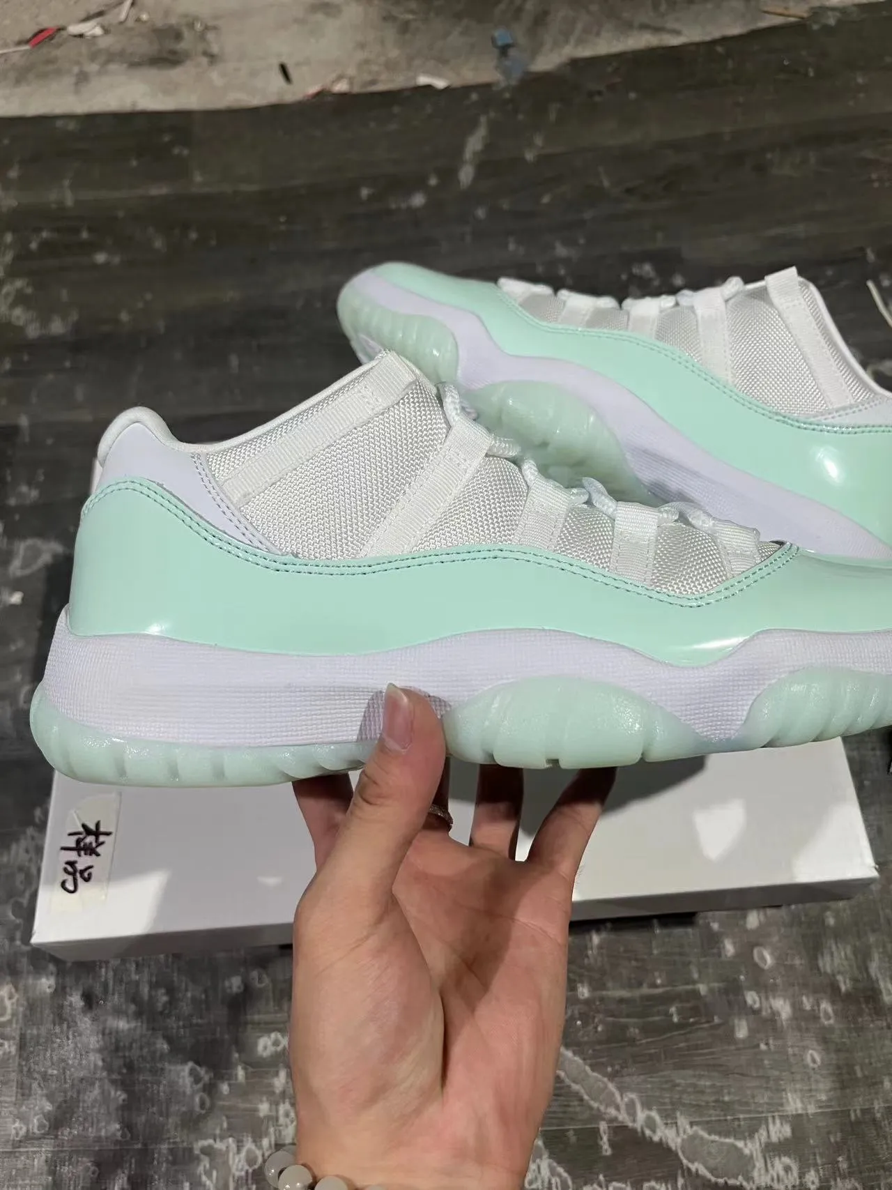 Air Jordan 11 Mint Green Patent Leather Basketball Shoes 7