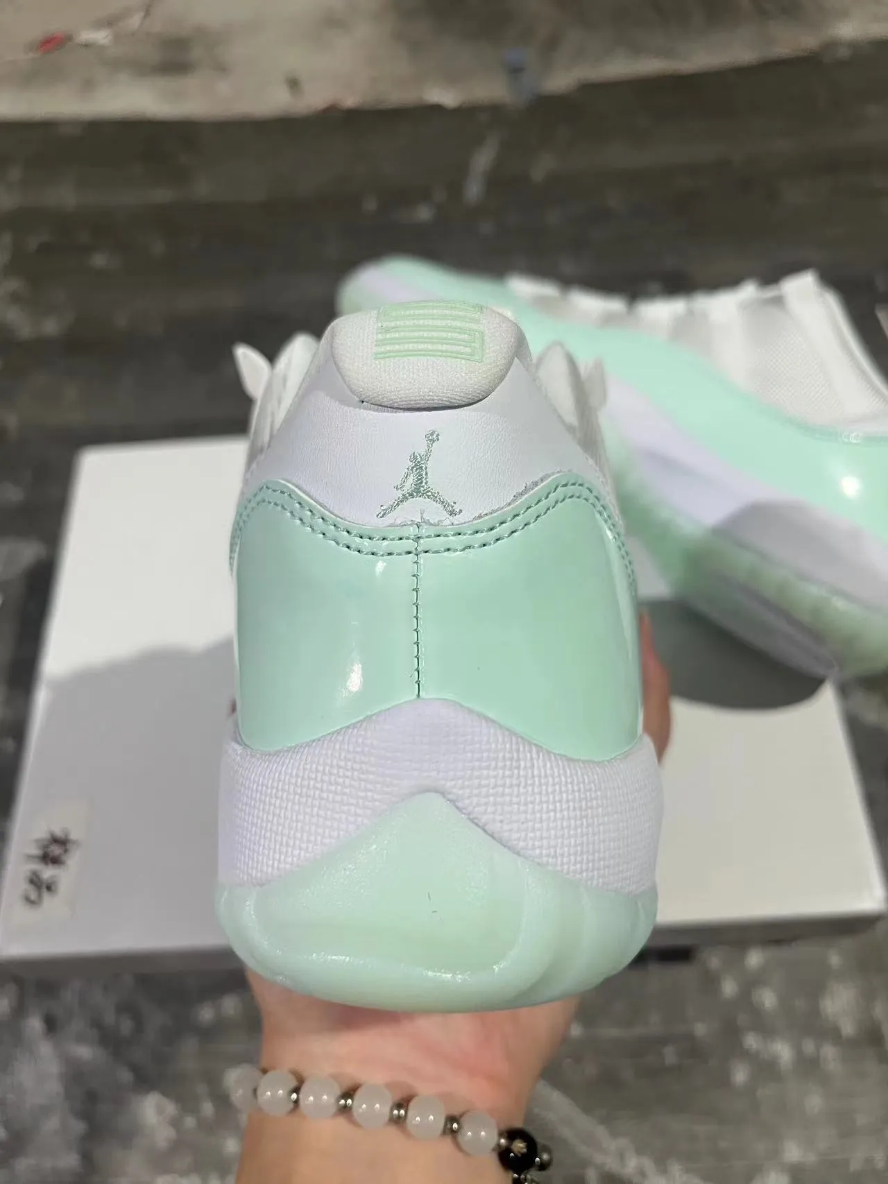 Air Jordan 11 Mint Green Patent Leather Basketball Shoes 8