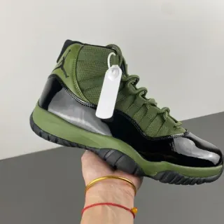 Air Jordan 11 Olive Green Patent Leather Basketball Shoes