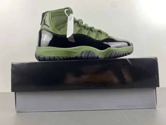 Air Jordan 11 Verde Oliva Piel Patentada Zapatillas de Baloncesto 16