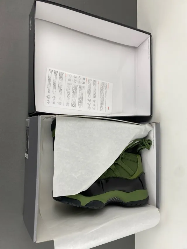 Air Jordan 11 Verde Oliva Piel Patentada Zapatillas de Baloncesto 17