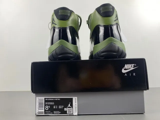 Air Jordan 11 Verde Oliva Piel Patentada Zapatillas de Baloncesto 18