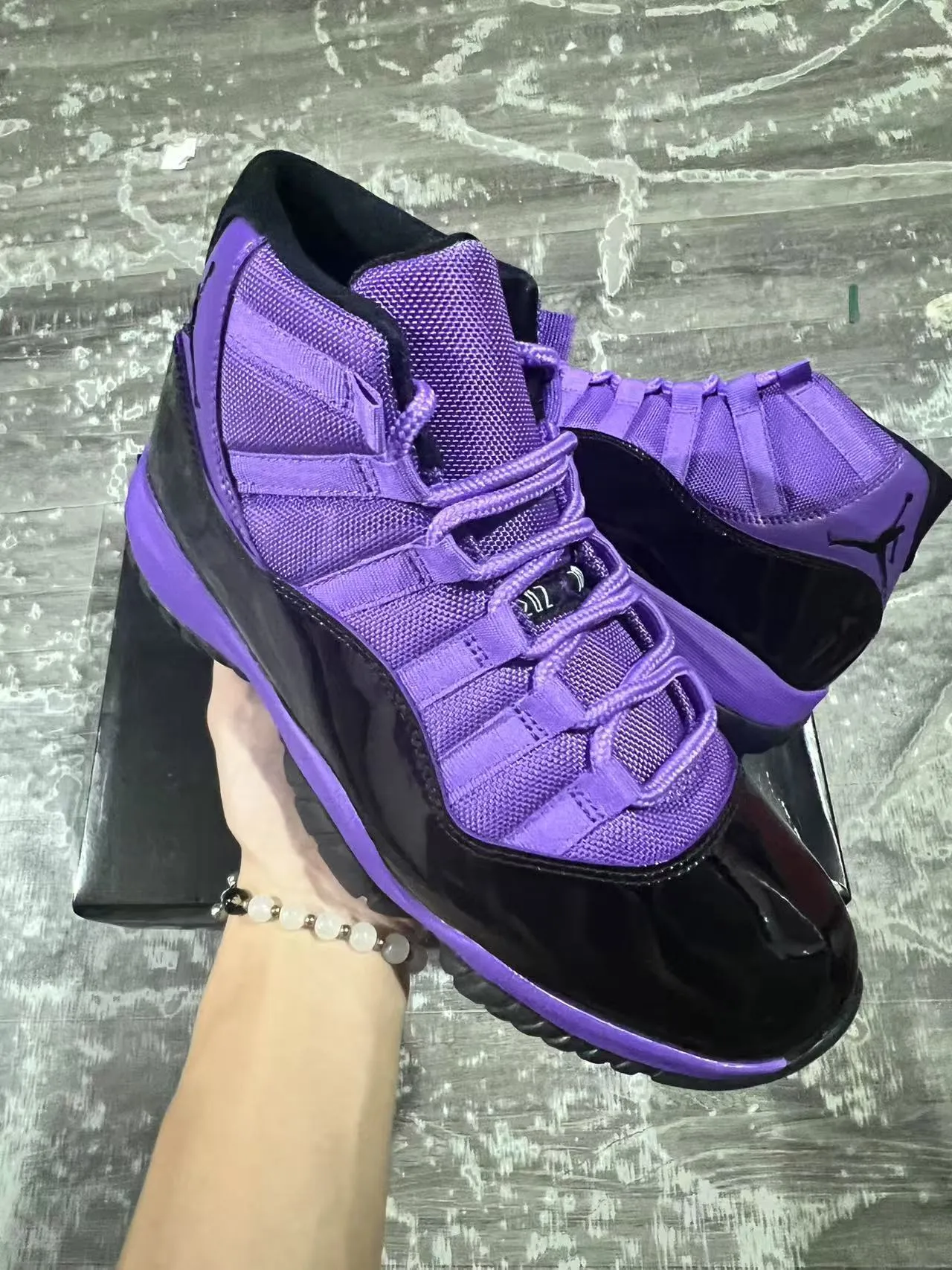 Air Jordan 11 Purple and Black Patent Leather Basketball Shoes 2