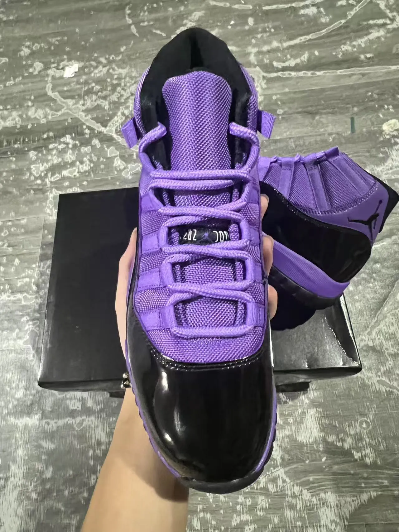 Air Jordan 11 Purple and Black Patent Leather Basketball Shoes 3