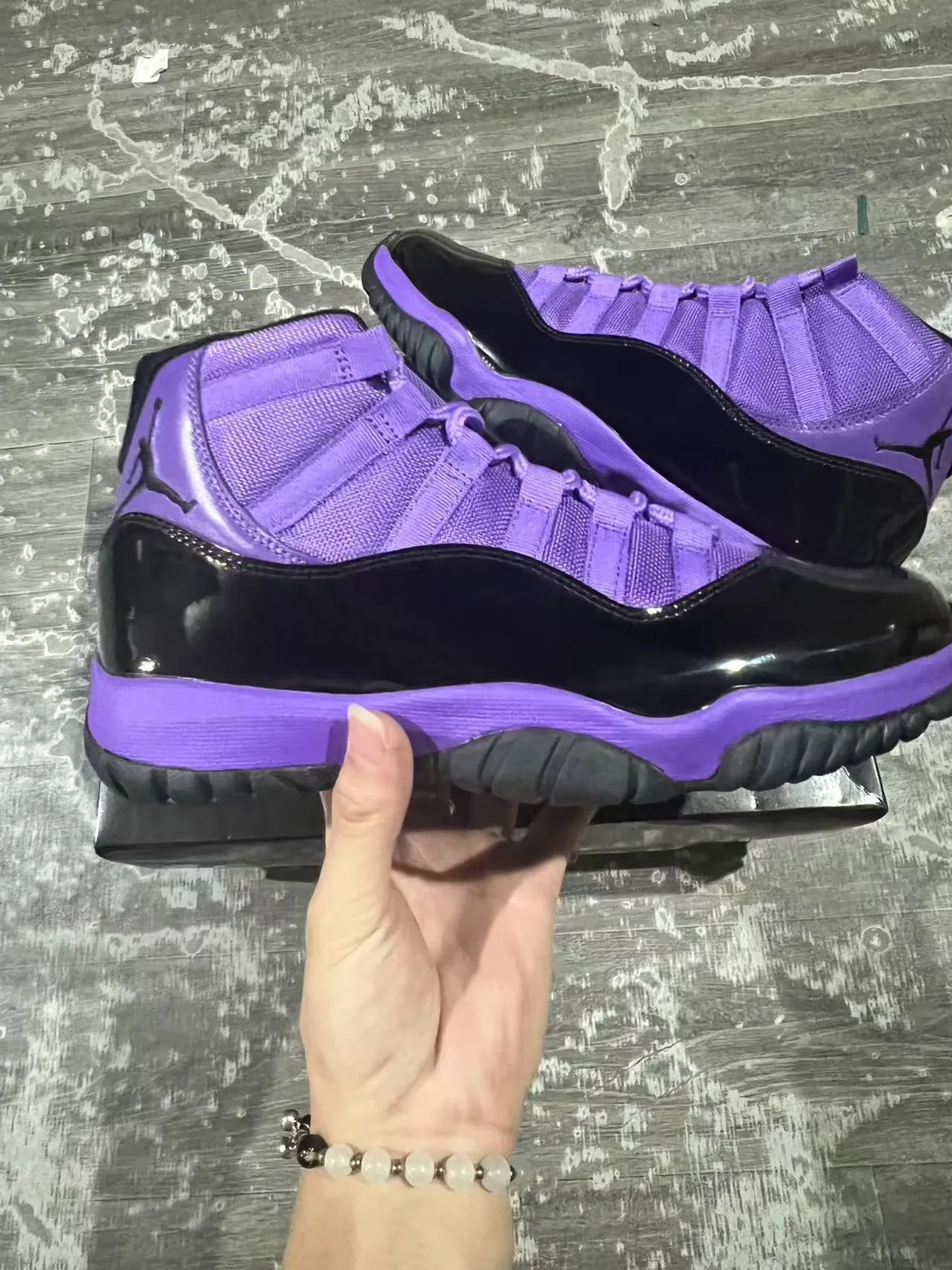Air Jordan 11 Purple and Black Patent Leather Basketball Shoes 7