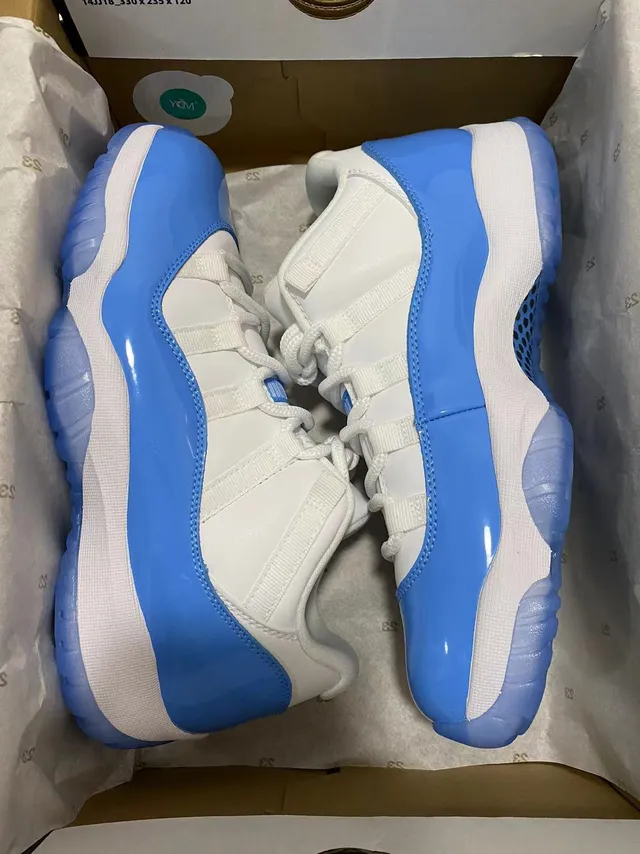 Air Jordan 11 Branco e Azul Brilhante Tênis de Basquete 7