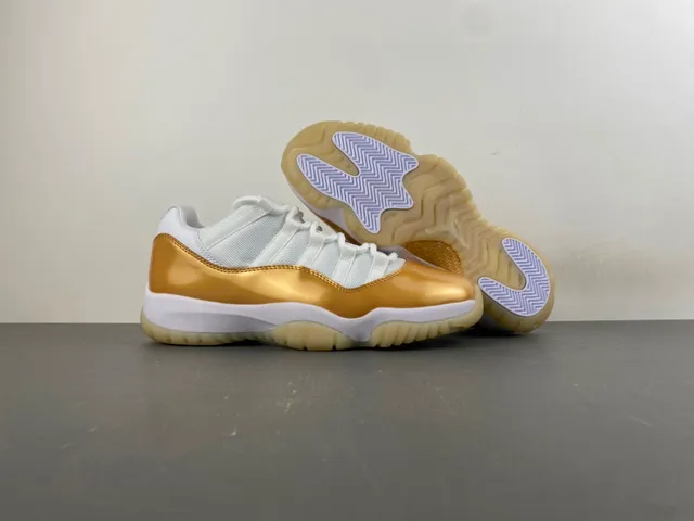 Air Jordan 11 White Gold Patent Leather Basketball Shoes 13