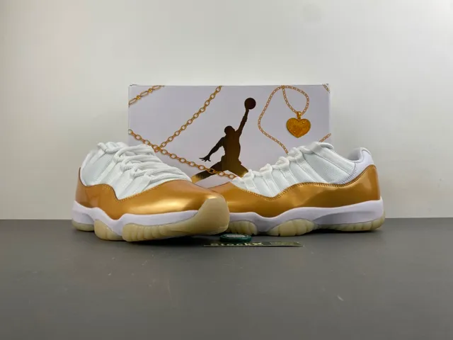 Air Jordan 11 White Gold Patent Leather Basketball Shoes 14