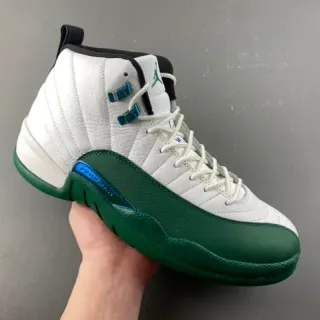 Air Jordan 12 White and Green Basketball Shoes
