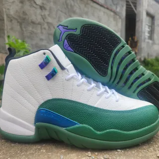 Air Jordan 12 White Green Blue Purple Basketball Shoes