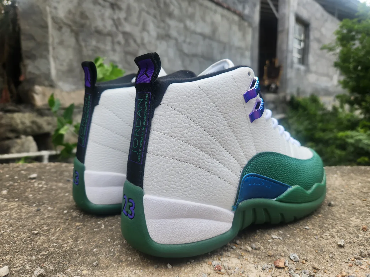 Air Jordan 12 tênis de basquete branco verde azul roxo 5