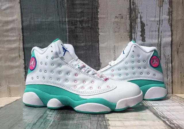 Air Jordan 13 White Mint Green Pink Basketball Shoes 2
