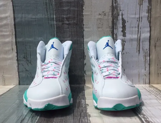 Air Jordan 13 White Mint Green Pink Basketball Shoes 5