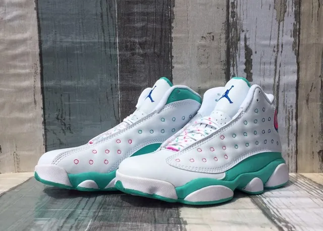 Air Jordan 13 White Mint Green Pink Basketball Shoes 6