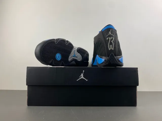 Air Jordan 14 Black Blue Basketball Shoes 16