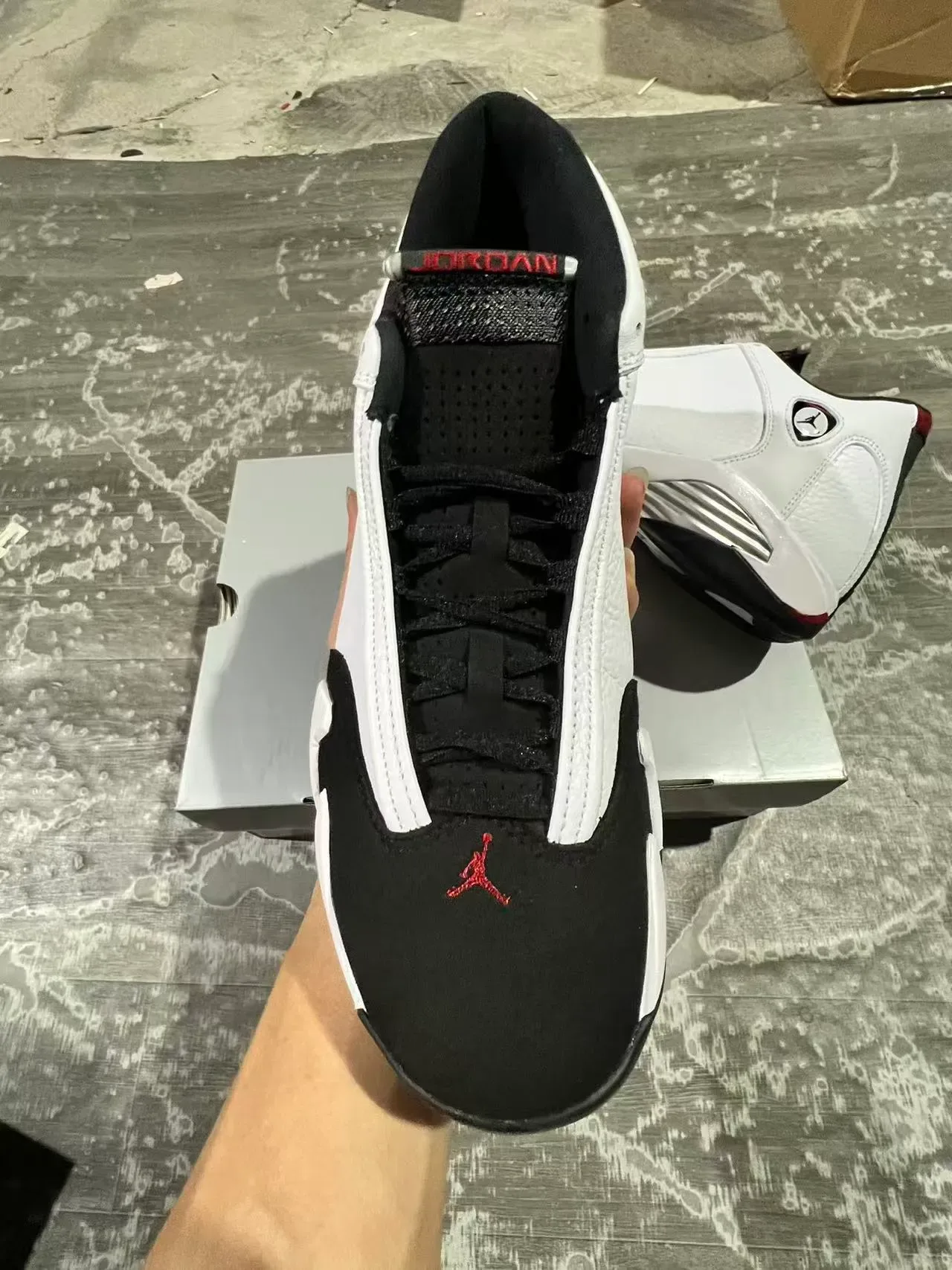 Air Jordan 14 Branco Preto Prata Tênis de Basquete 3