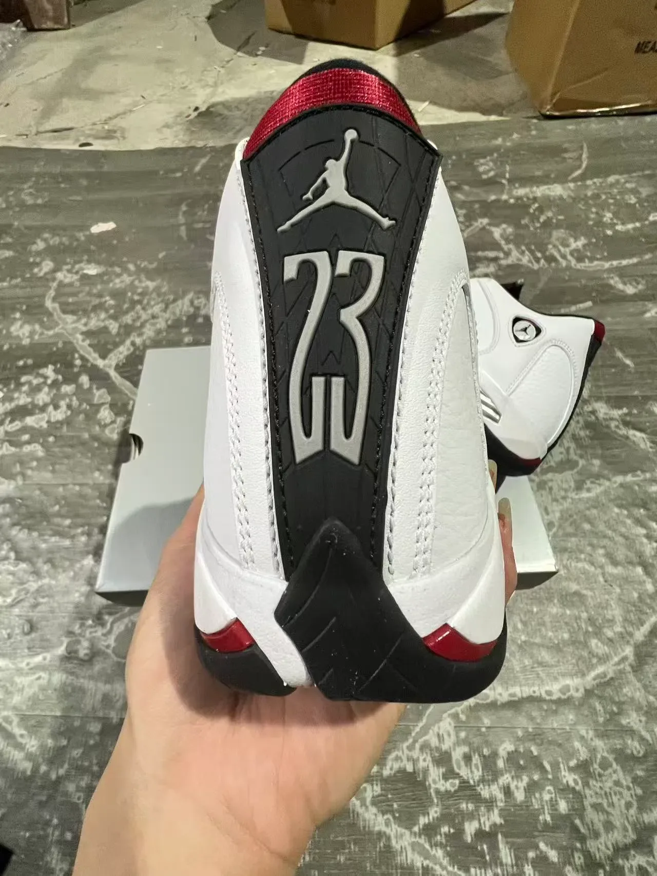 Air Jordan 14 Branco Preto Prata Tênis de Basquete 8