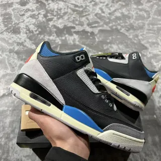 Air Jordan 3 Black Cement Blue Basketball Shoes
